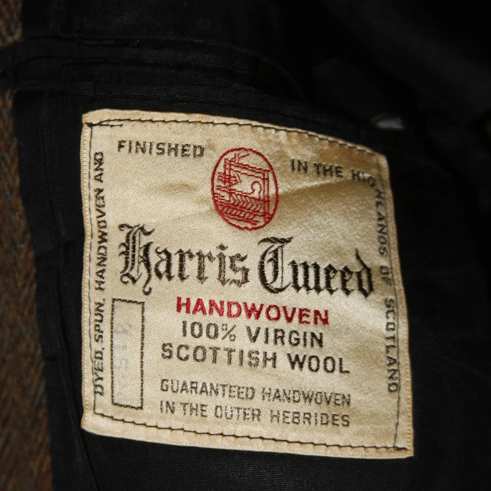 Vintage Harris Tweed Blazer Mens XL Brown Herringbone Wool Sport‎ Coat Jacket